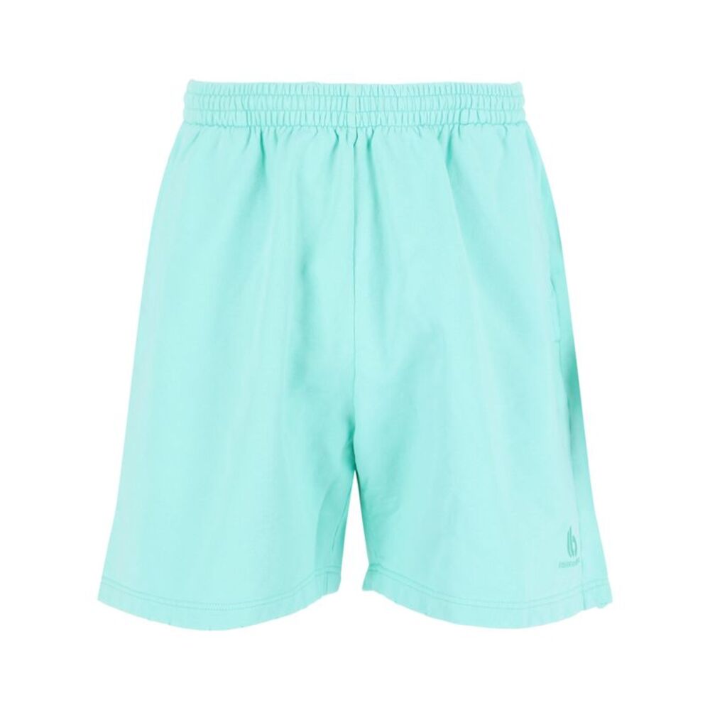 Balenciaga Logo-Detail Embroidered Sweat Shorts Green Mens
